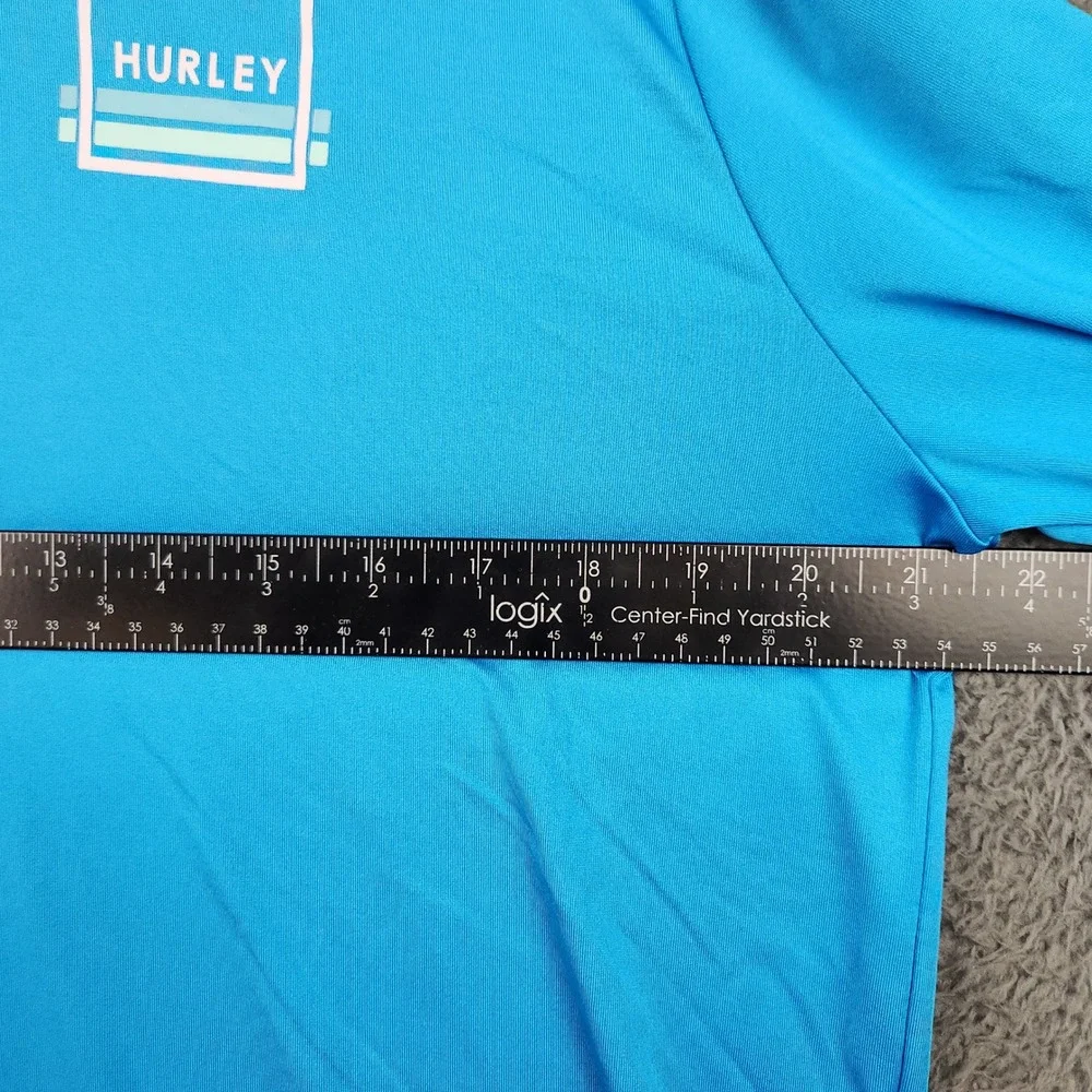 Hurley Long Sleeve Shirt Mens Medium Blue Stretch Graphic Performance Tee